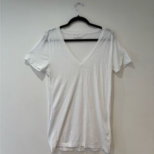 J. Crew White V-Neck Short Sleeve Tee